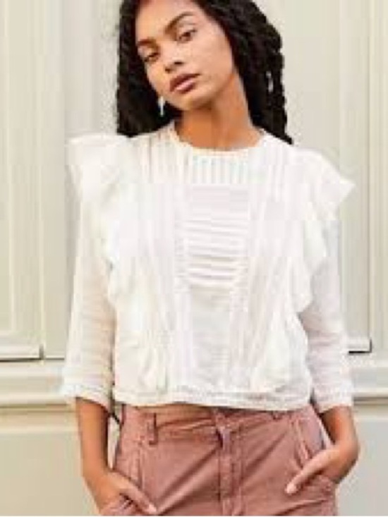 Free People Tops - Free People - Jasmine Ivory Ruffled Lace Boho Lightweight Blouse Size Small